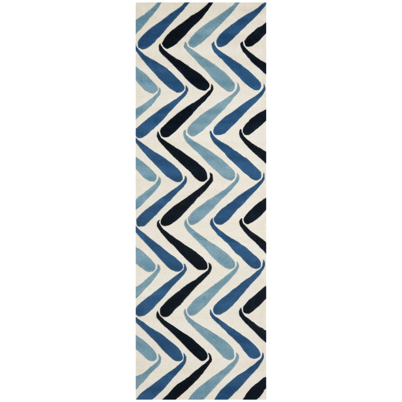 Deedre Hand Tufted Wool And Viscose Chevron Rug, Runner 2'6" x 8'