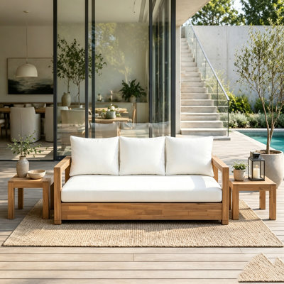 Patio Acacia Wood 3-seater Sofa