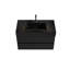 Meuble-lavabo en noyer de 36 po Grace avec lavabo en quartz noir mat et tiroirs noirs doux, meuble-lavabo mural flottant pour salle de bain moderne, lavabo une pièce noir mat, KD