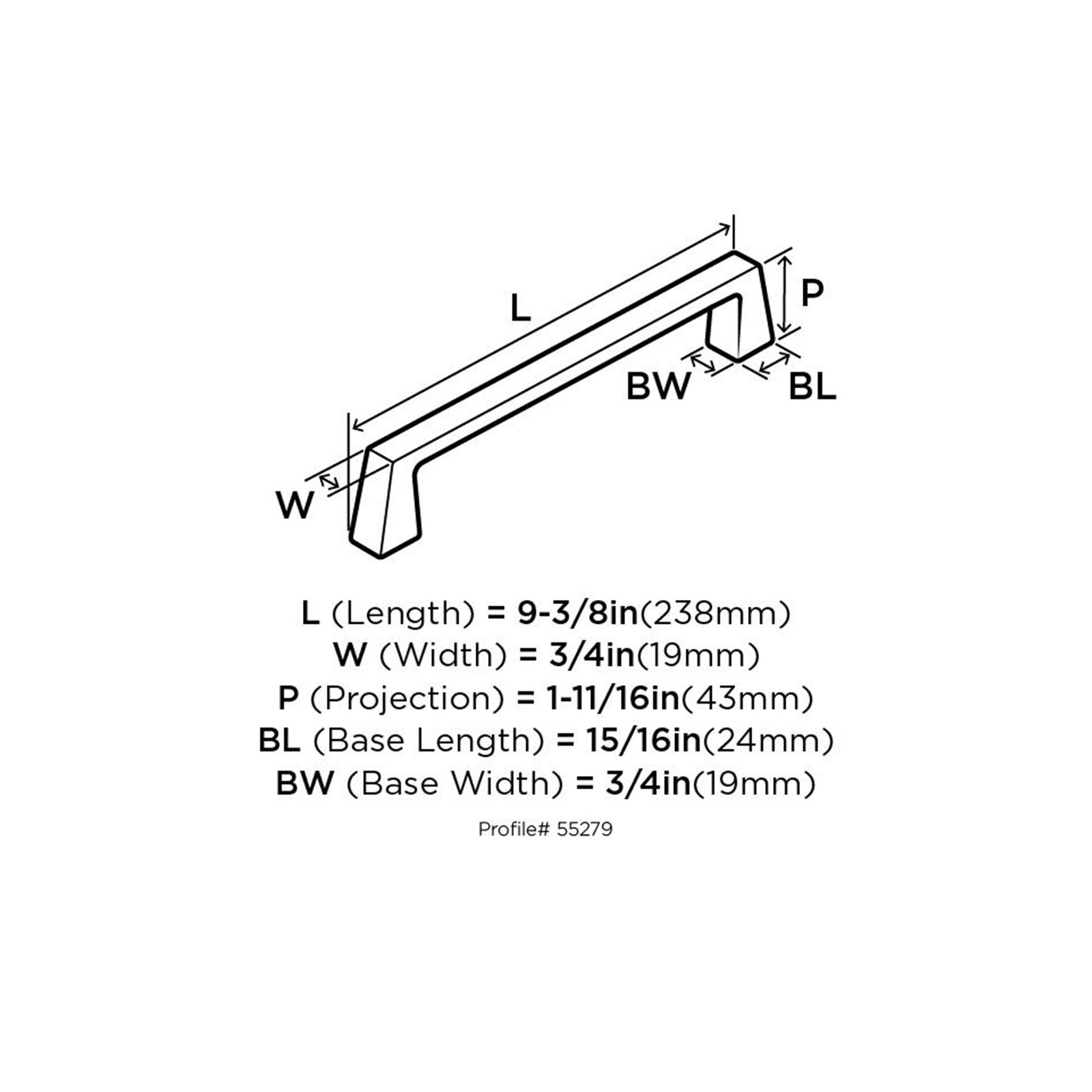 Blackrock Appliance Pull, Satin Nickel, 8"