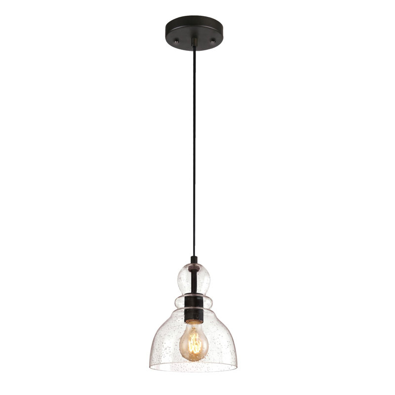 Lomita 1 - Light Copper Single Pendant, Oil Rubbed Bronze, 9" H x 7" W x 7" D, No