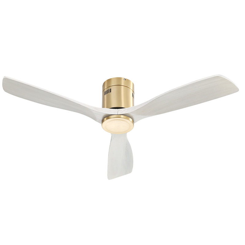 Ventilateur de plafond à profil bas 52 po. Pc 3 ventilateur en bois massif, télécommande sans moteur réversible sans lumière