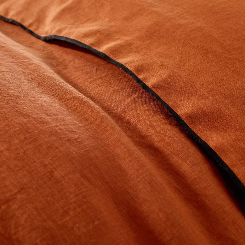 Dziedzic 100% Linen Solid Colour Duvet Cover, Brown/Black