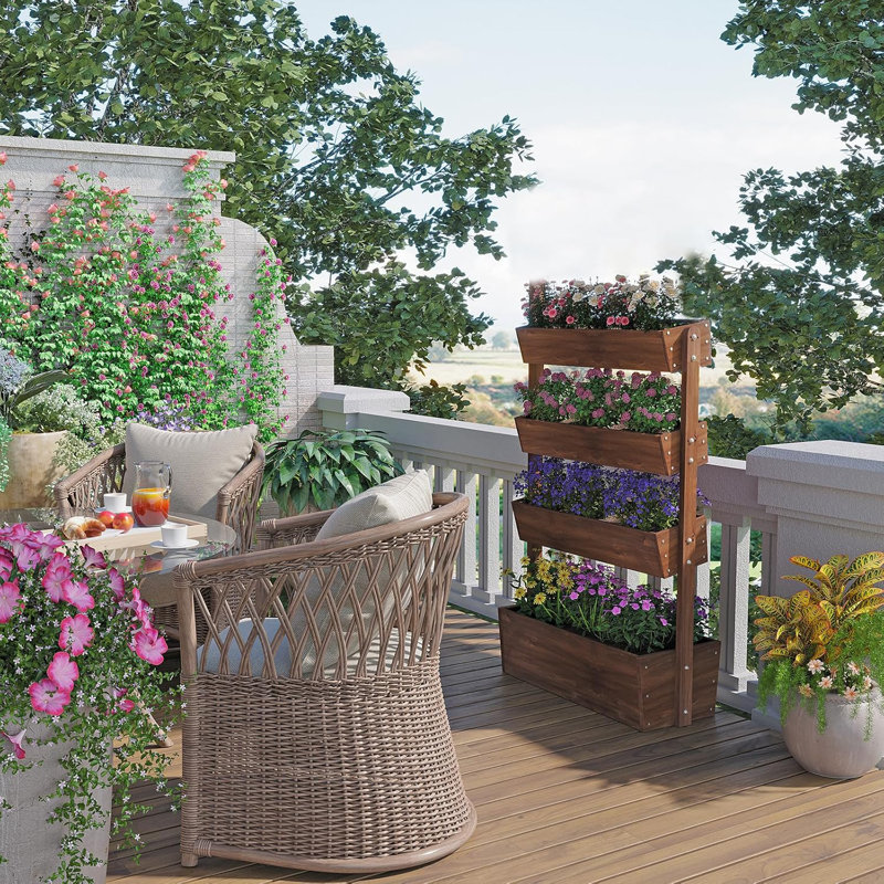 Support pour plante à fleurs surélevé à 4 niveaux