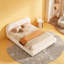 Lit plateforme grand avec tissu Boucle, lit plateforme tapissier en tissu Boucle avec tête de lit courbée, blanc, assemblage facile-1902139030-1902139049