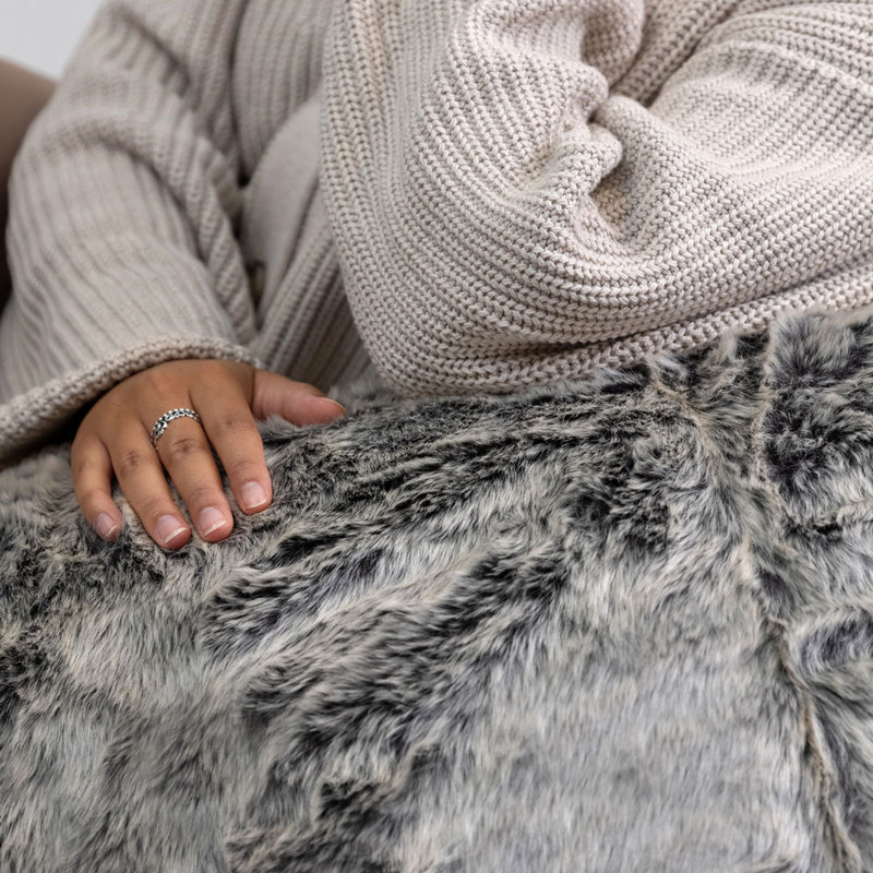 Kingston Faux Fur Bean Bag, Arctic Wolf Grey