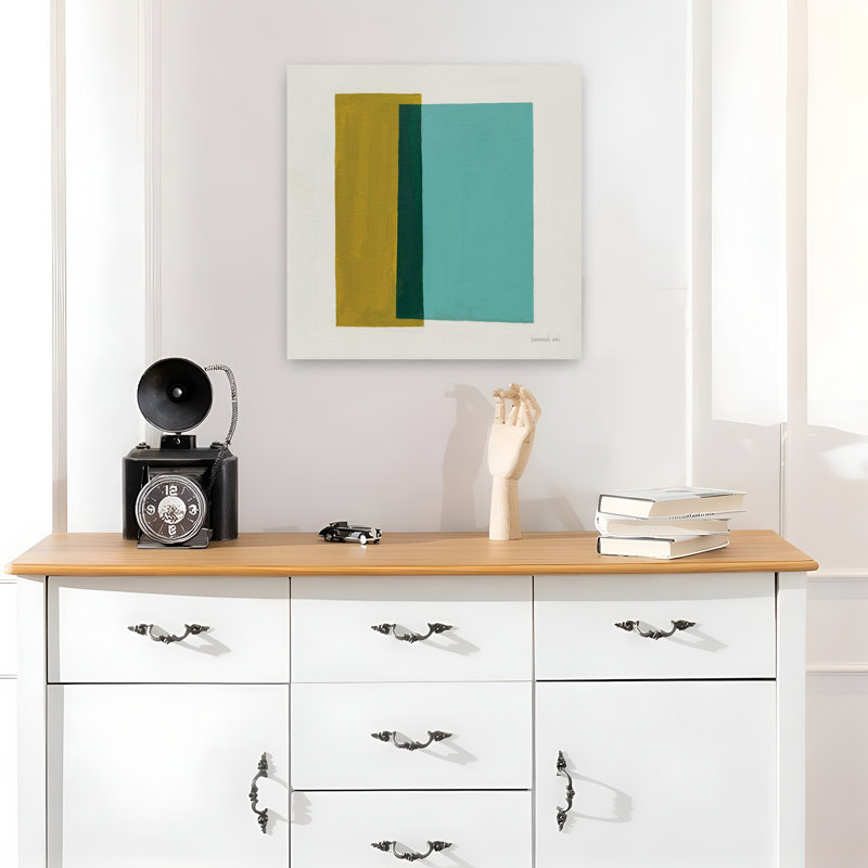Fusion contemporaine avec art abstrait turquoise, H 18 po x l 18 po