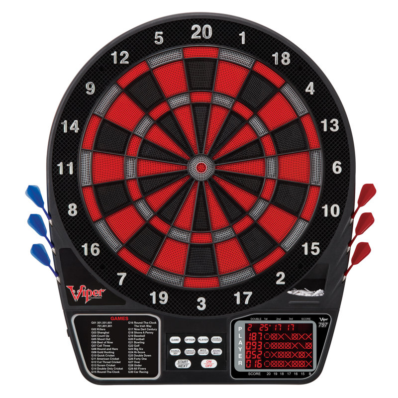 Viper Mahogany Soft Tip Dartboard Cabinet with 797 Electronic Dartboard