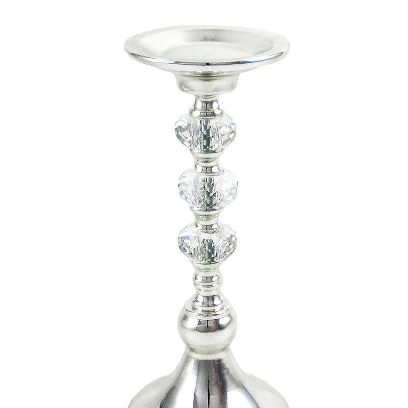 Bougeoir de table en cristal, Argent, H 11,25 po x l 5 po x P 5 po