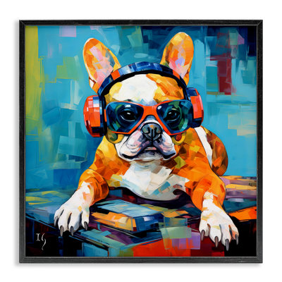 Bouledogue français avec casque, estampe numérique par Ivan Guaderrama