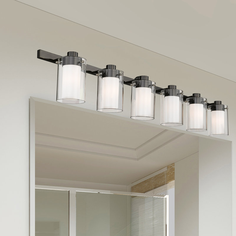 Éclairage de salle de bain à intensité variable 6 lumières Armantas, Chrome poli noir
