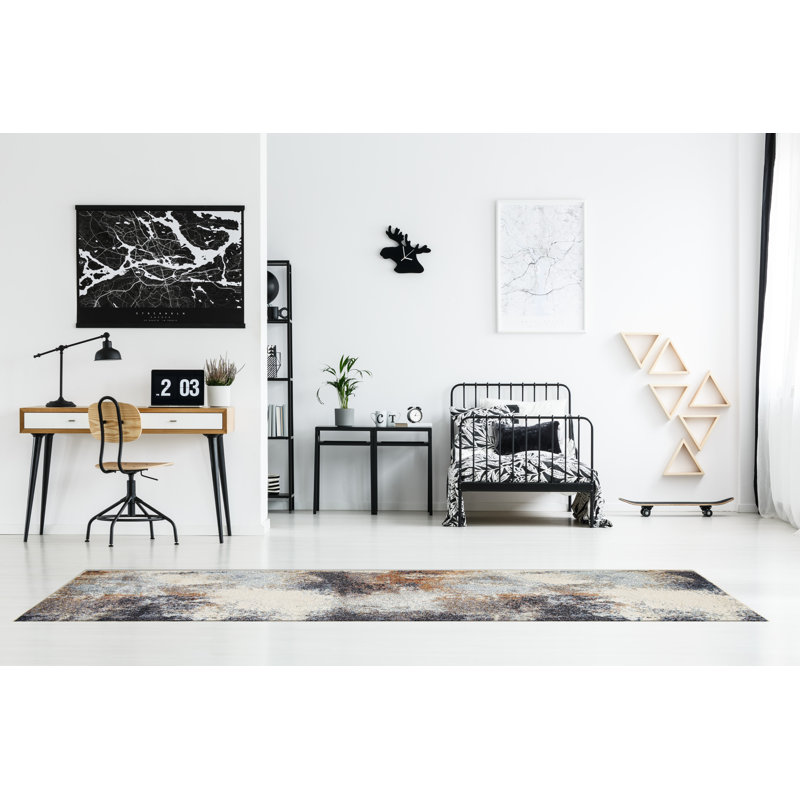 Zanyria Machine Woven Area Rug in Blue/Beige, Runner 2'5'' x 11'10''