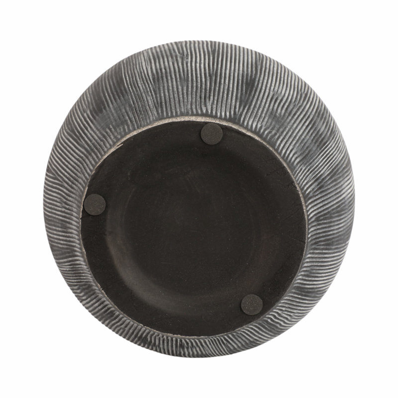 Stoneware Table Vase, Black/Ivory, 10" H x 9" W x 8" D