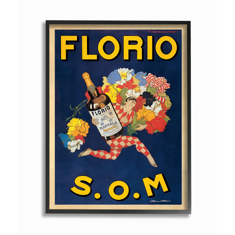 « florio rétro affiche drink » par marcello dudovich-impression, Giclée encadrée noir minuit, H 30 po x l 24 po x P 1,5 po