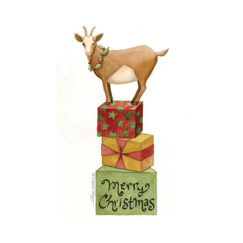 Goat of Gifts 1 Piece Painting on Canvas, 30.48cm H x 20.32cm W x 1.91cm D, Wrapped Canvas