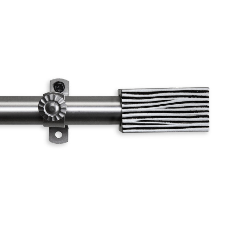 Hazel Adjustable 28" to 48" 0.81" Bay Window Single Curtain Rod, 18"-28" (each side), Satin Nickel