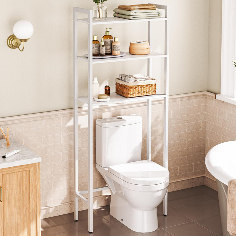 3-Tier Wooden Over The Toilet Storage Shelf, White
