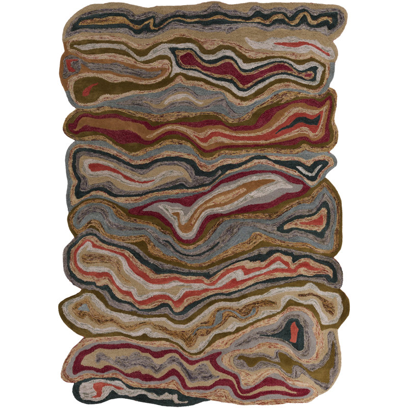 Gypsy Hand Tufted Wool Abstract Area Rug, Rectangle 8' x 11'