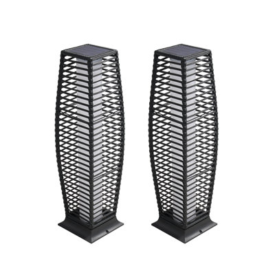 Freida Solar Wicker Floor Lamp Set