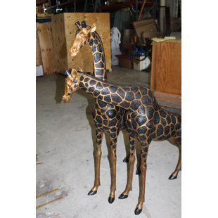 Élégante paire de statues de girafes en bronze - superbe œuvre d'art pour la maison et le jardin, L 32 po x l 12 po x H 55 po