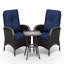 Ensemble de patio extérieur en osier 2 personnes avec chaises, table d'appoint et coussins bleus toutes saisons-1887916022