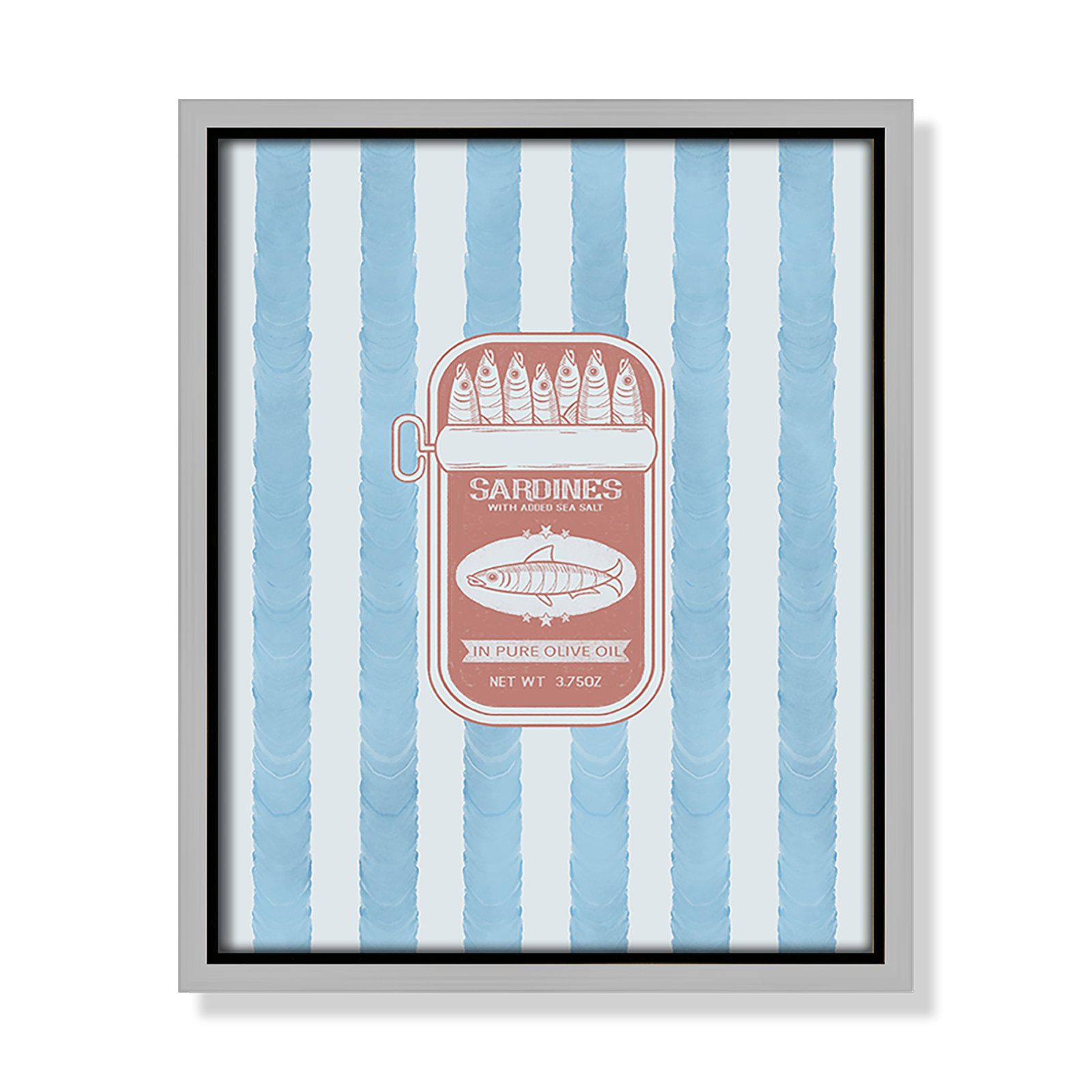 Salty Sardines Print by Marcus Prime, 9.5'' W x 11.5'' H, Silver Floater