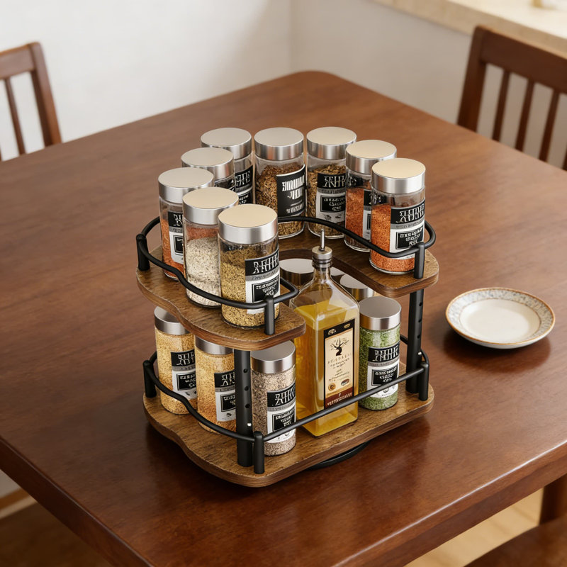 Organisateur d'étagère à épices en forme de D Lazy Susan