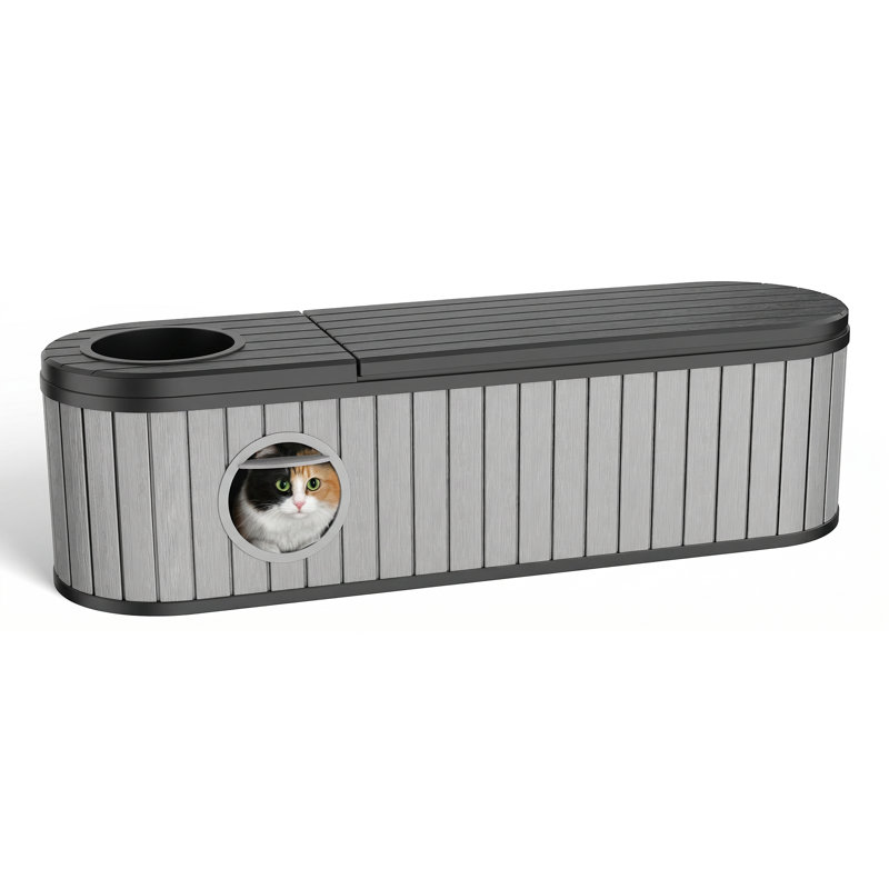 Armoire à litière pour chat 63,13 po avec lit escamotable et rangement (gris et noir), Noir/gris