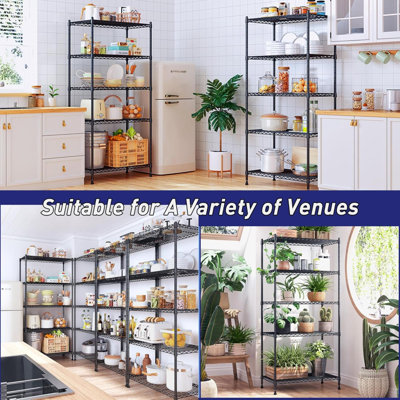 Storage Shelves Adjustable Metal Shelving Unit 5 Tier Wire Shelving, Pantry Shelves Sturdy Steel Wire Shelf For Laundry Bathroom Kitchen Pantry