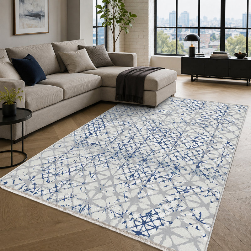 Geometric Cotton and Chenille Flatweave Area Rug, 155 x 230 cm