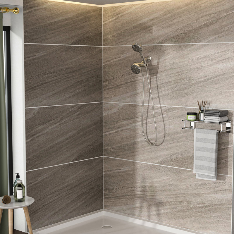 8 Shower Head With 4.7" Rain Showerhead, Brushed Nickel, Plastic Material Nickel Dual Head, Showerhead 8 Spray Options, Hand Included