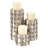 Metal Handmade Pillar Decorative Silver Candle Holder with Studs Set