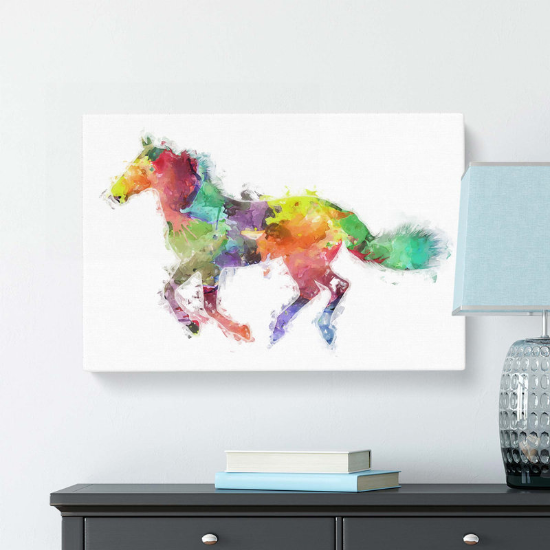 Painted Horse in Abstract - Wrapped Canvas, 40cm H x 60cm W x 3cm D