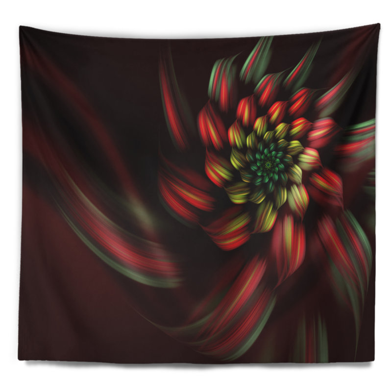 Tapisserie spirale abstraite rouge, H 68 po x l 80 po