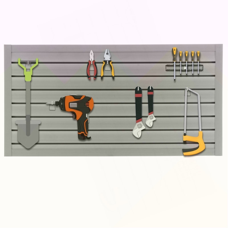 Panneaux muraux à lattes en PVC, système de rangement pour garage et maison de 4 pi x 2 pi, conception emboîtable robuste, finition graphite, couverture de 8 pieds carrés