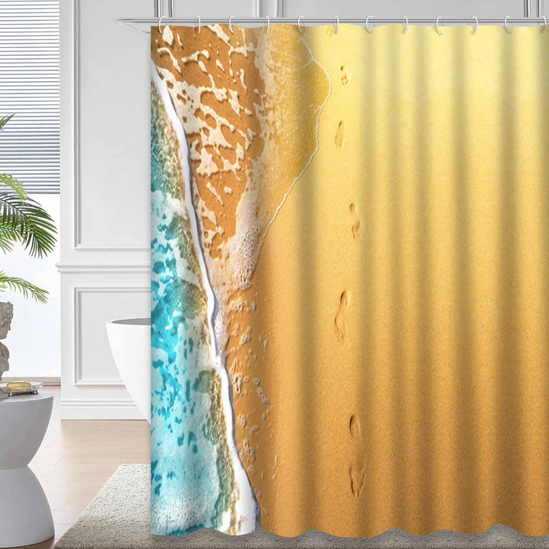 Blue Sea Wave Golden Sun Sand Beach Summer Beach Coast Pied avec 12 crochets, L 72 po x l 84 po
