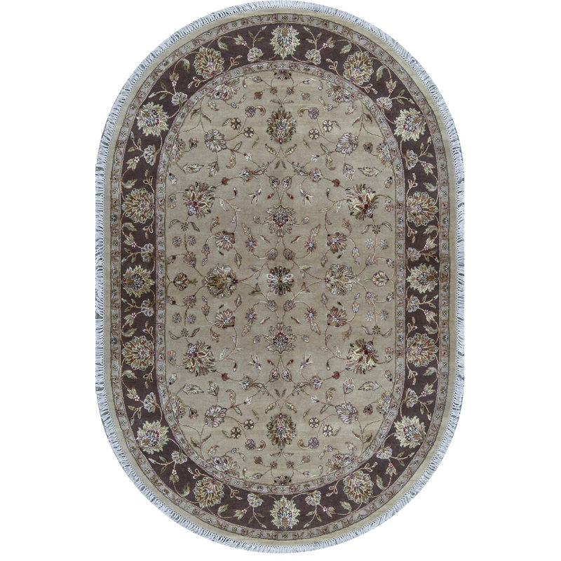 Tapis chameau et chocolat noué à la main de haute qualité