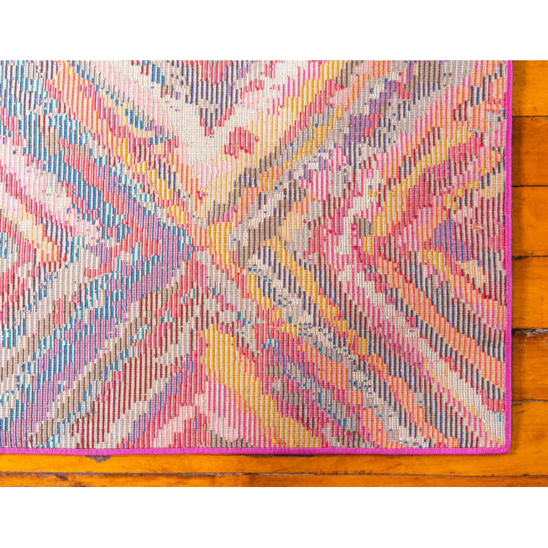 Eddins Washable Geometric Indoor Rug, Round 8'