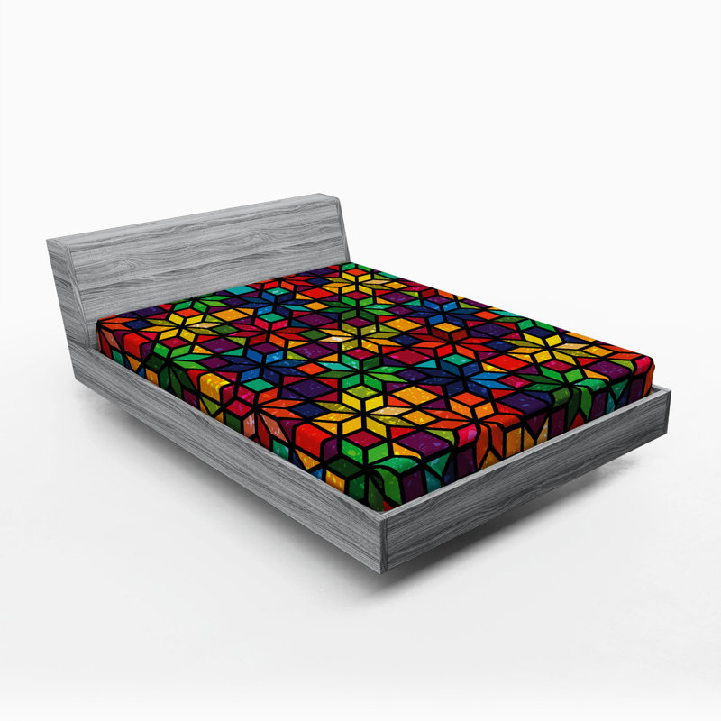 Microfiber Geometric Fitted Sheet, Full Fitted Sheet