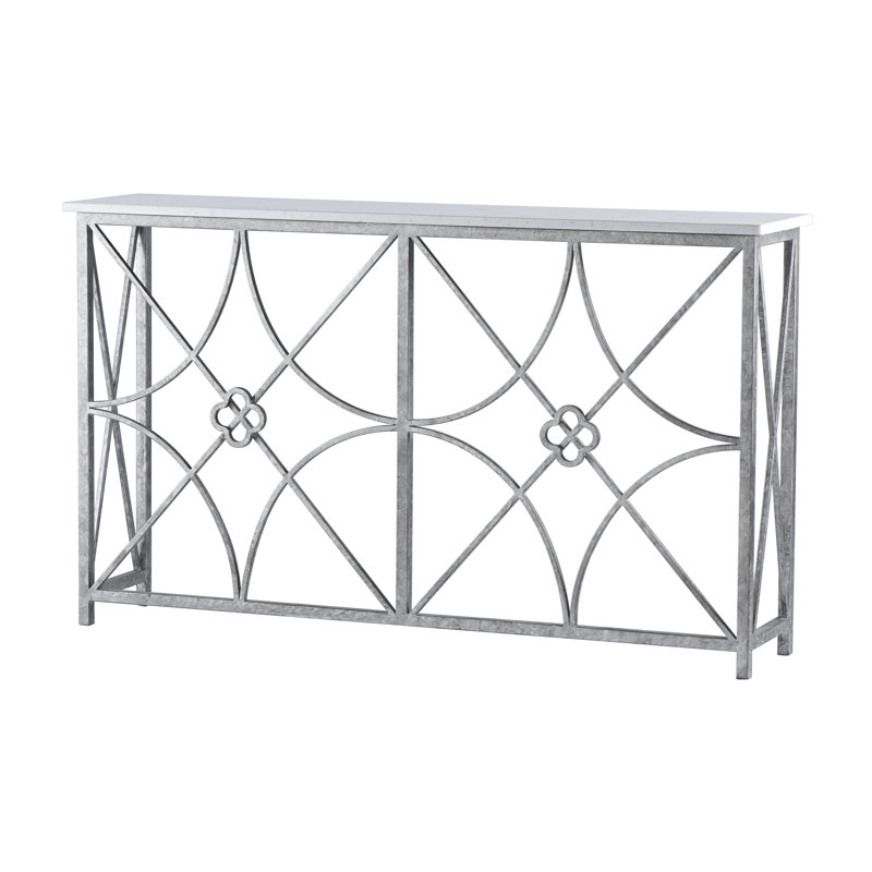 Boxwood's Console (58"W), Royal Silver, Carrera Marble