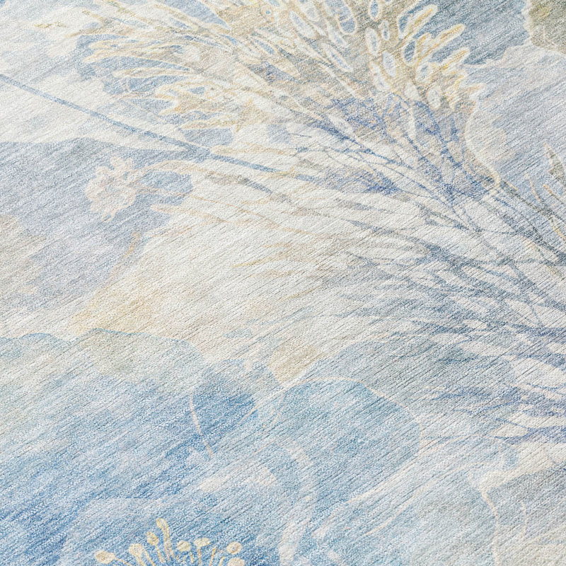 Machine Washable Indoor/Outdoor Chantille ACN2890 Floral Rug, Sky, 3' x 5'
