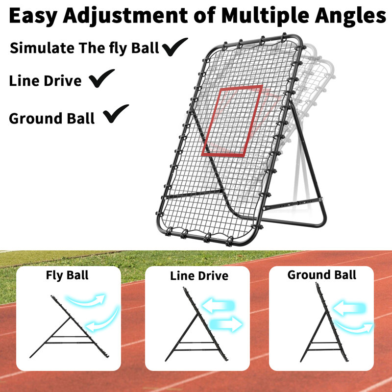 Filet de rebond de volleyball de 7 pi x 4 pi, équipement d'entraînement ultime pour le volleyball et la crosse, système de rebond amélioré pour la pratique de la volée, des sauts, des pointes d'entraînement, plusieurs angles de rebond réglables pour une pratique personnalisée