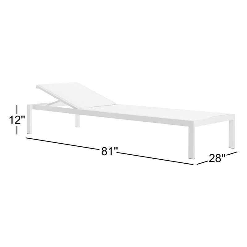 Skiff Outdoor Sun Lounger Single Chaise, White