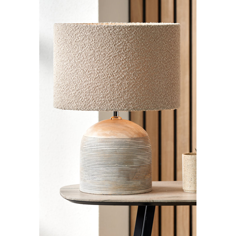 Wood Table Lamp, 19.29" H x 13.78" W x 13.78" D, Brown, Grey