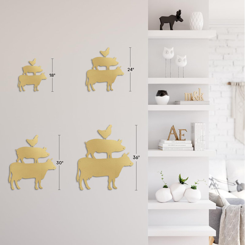 Décoration murale en métal, H 18 po x l 18 po x P 0,05 po, Or