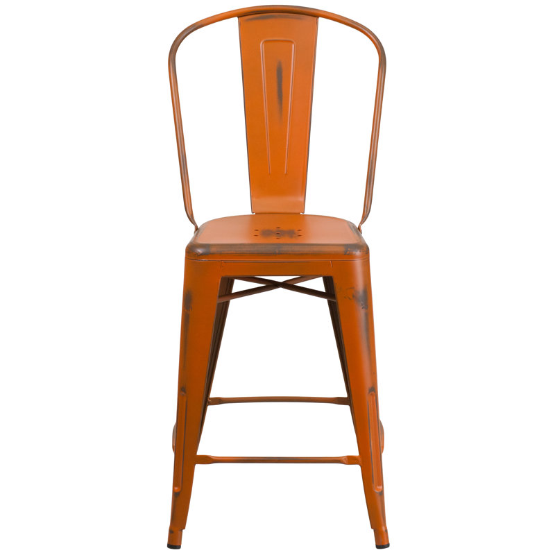 Tabouret de bar Iddings, Orange vieilli, 1, Tabouret de comptoir (siège d'une hauteur de 24 p