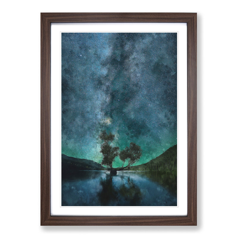 Milky Way Above Washington - Picture Frame Painting Print, 63cm H x 45cm W x 2cm D, Walnut Framed