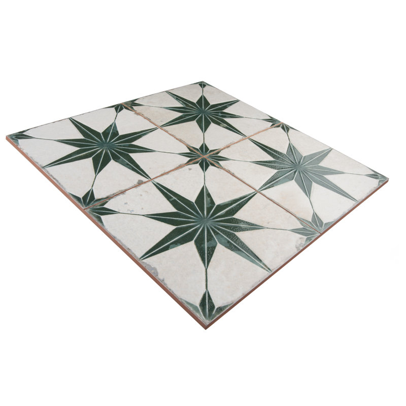 Kings 18" x 18" Ceramic Patterned Wall & Floor Tile, Sage