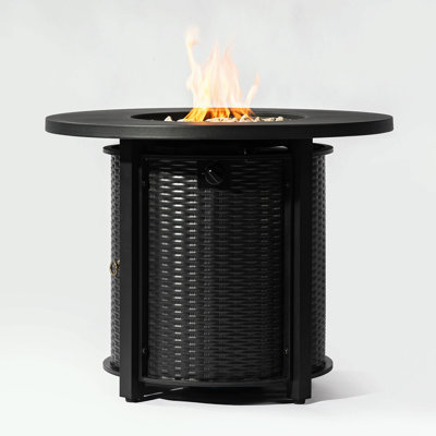 Round Fire Pit Table with Lava Rocks