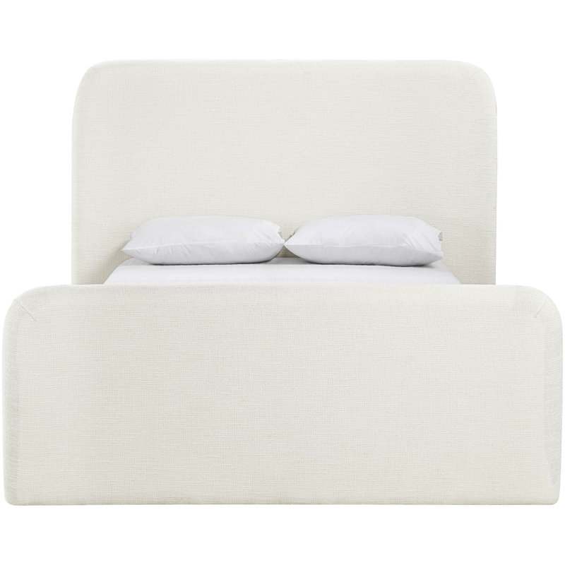 Lit tapissier en tissu texturé Fira Daliah, Cream Linen Textured Fabric, King